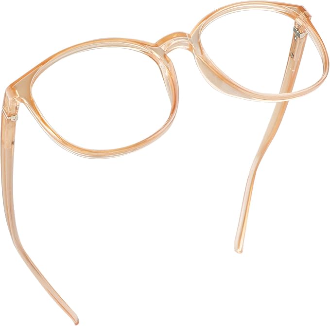 LifeArt Round Blue Light Blocking Glasses, Computer Glasses, Gaming Glasses, TV Glasses for Women Men (Champagne, 0.50 Magnification)