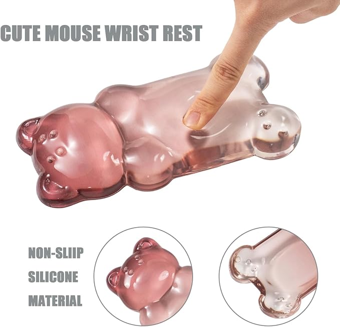 Brown Gel Mouse Wrist Rest –Cute Bear Mouse Wrist Rest, Ergonomic Mouse Support,Comfort & Support for Typing and Gaming