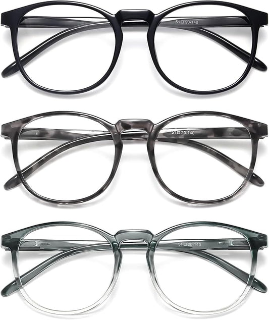 IBOANN Chic & Comfy Blue Light Glasses for Women - 3-Pack Round Frames, Screen-Ready Style with UV Protection Coating