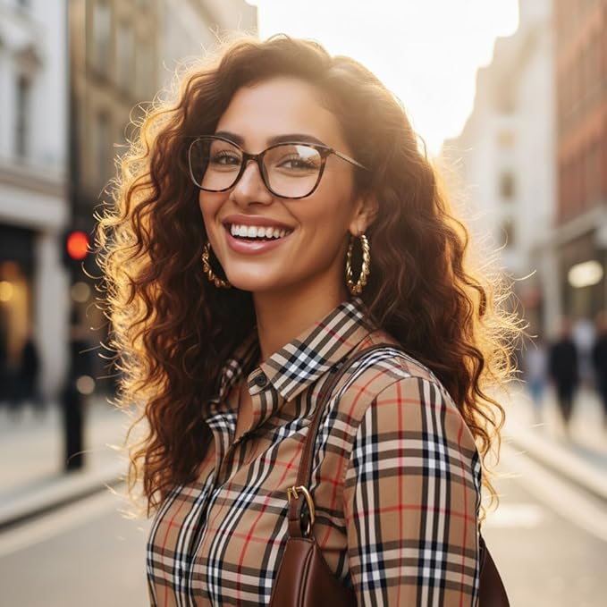 VISOONE Oversized Cat Eye Blue Light Blocking Glasses for Women Large Cute Lightweight Eyeglasses Metal Frame Calina