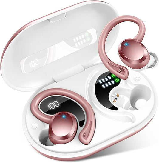 Wireless Earbuds, Sport Bluetooth 5.4 Headphones 2026 New Bluetooth Earbuds with 56Hrs Stereo, 4 ENC Mic, Noise Canceling Over-Ear Buds with Earhooks, IP7 Waterproof Earphones for Workout/Running/Gym