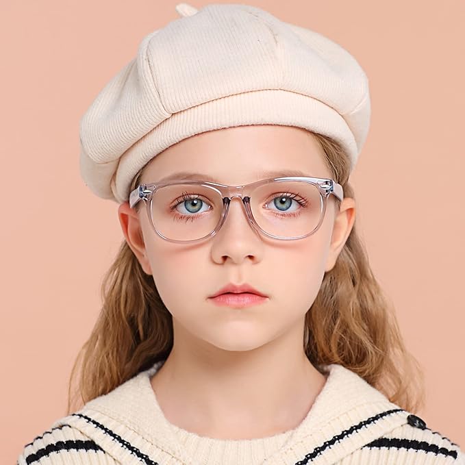 FANNYGO 3 Pack Kid Blue Light Glasses For Kids Girls Boys Computer Blue Light Kids Glasses Clear Glasses Age 3-9 (Black + Dark blue + Light blue)