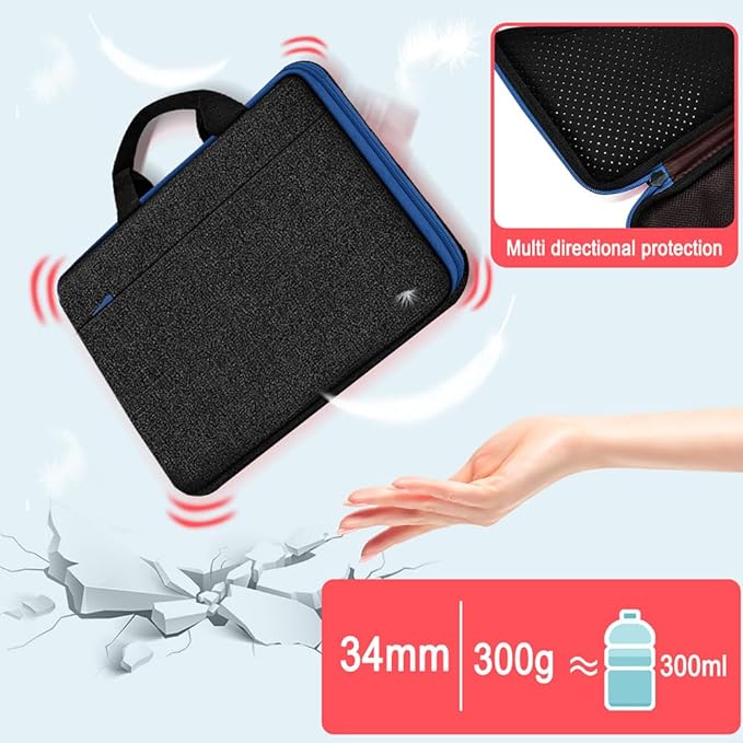 Hseok Laptop Case 13.3-14 inch Sleeve, TSA Computer Handbag Water-Resistant and Shockproof Bag Compatible with MacBook Pro/Neo 14", Mac Air/Pro 13.3" and 13"-14" Notebooks Chromebooks,Black-Blue