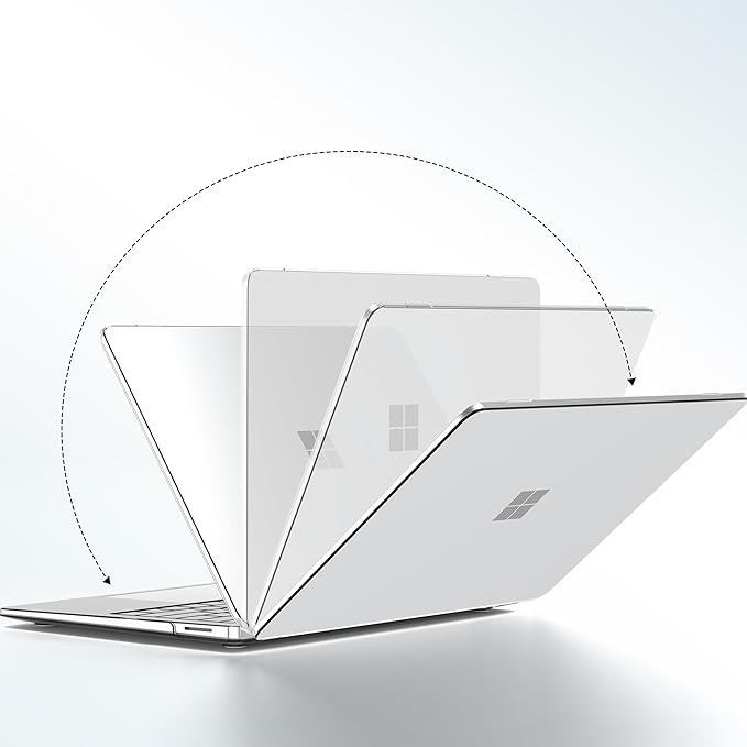 G JGOO Crystal Clear Case for 13-inch Microsoft Surface Laptop 2025 Model 2095, Windows 11 Touchscreen Copilot+ PC, Protective Plastic Hard Shell Case + Keyboard Cover +Screen Protector, Transparent