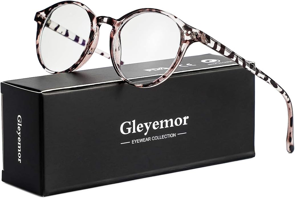 Gleyemor Blue Light Glasses for Men Women, Vintage Round Frame Computer Eyeglasses