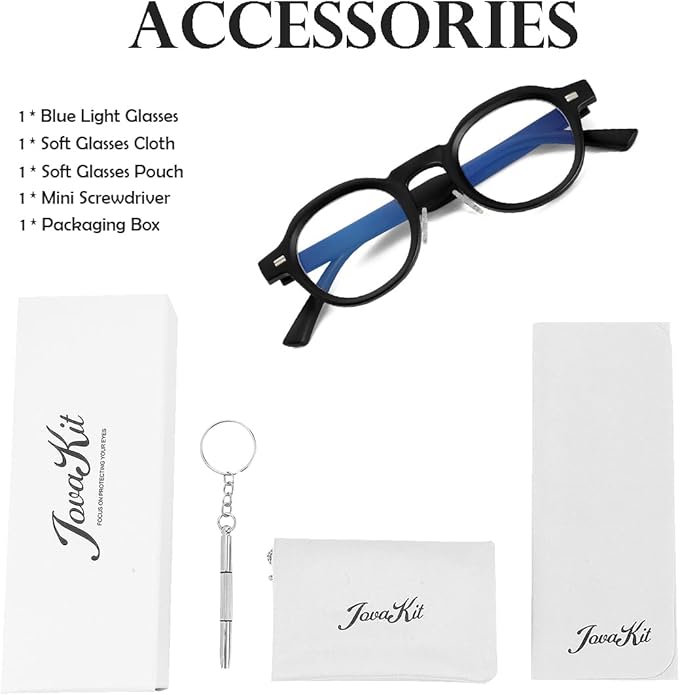 JOVAKIT Trendy Round Blue Light Blocking Glasses for Women Men Retro Vintage Circle Style Non-prescription Computer Glasses