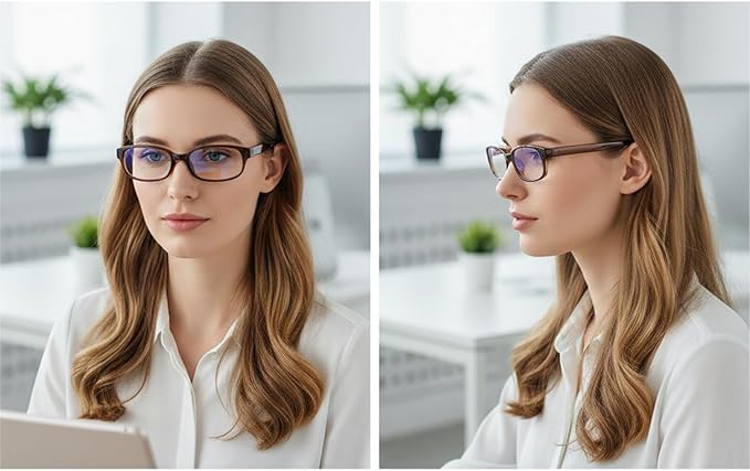 HJSTES Retro Clear Rectangle Glasses for Women Men Fake Blue Light Blocking Lens Narrow Frame Non Prescription Eyeglasses