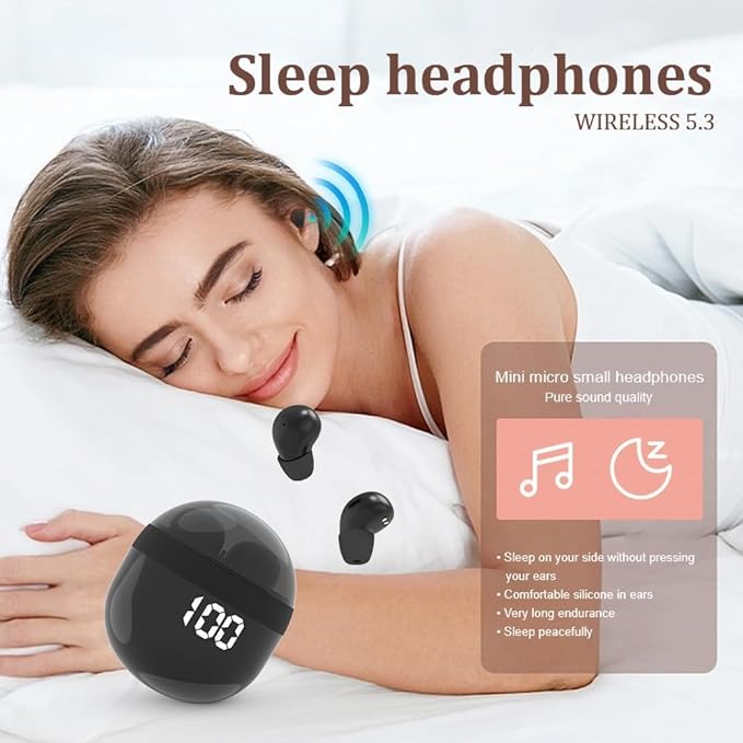 Invisible Mini Earbuds Wireless Bluetooth - Ultra Small in-Ear Headset Wireless Invisible Smallest Bluetooth Earbuds - Fitable for All Type Ears Stereo Sound Earphones IPX5 Waterproof