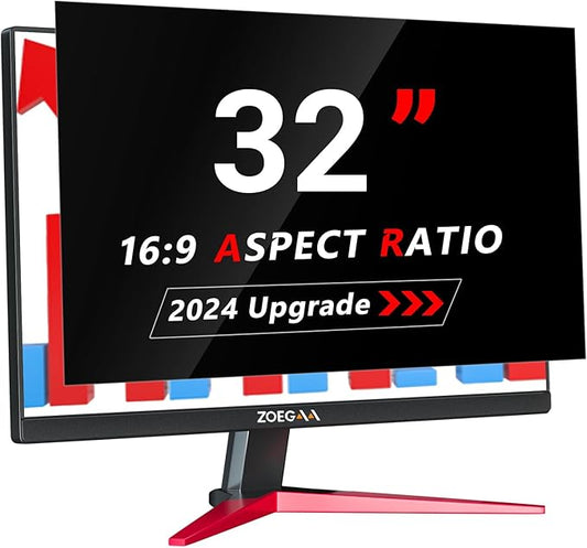 ZOEGAA 32 Inch Computer Privacy Screen for 16:9 Aspect Ratio Widescreen Monitor, Blue Light Eye Protection Anti Glare Computer Monitor Privacy Filter, Removable Anti-Scratch 32 inch Protector Film