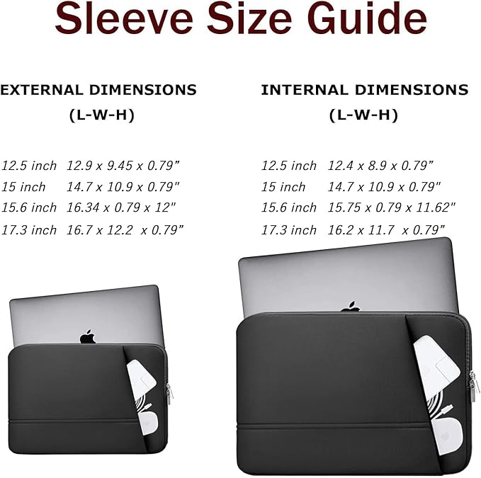 Laptop Sleeve Case 15 inch, Sturdy Portable Monitor Computer Laptop Case, Carrying Sleeve Bag 15.4'' with Pockets for MacBook PC Mac HP Lenovo Dell Asus Xbox Switch, Black