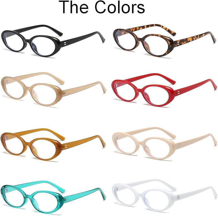 JOVAKIT Oval Blue Light Blocking Glasses for Women Men Vintage Fashion Small 90s Retro Oval Frame Style Eyeglasses