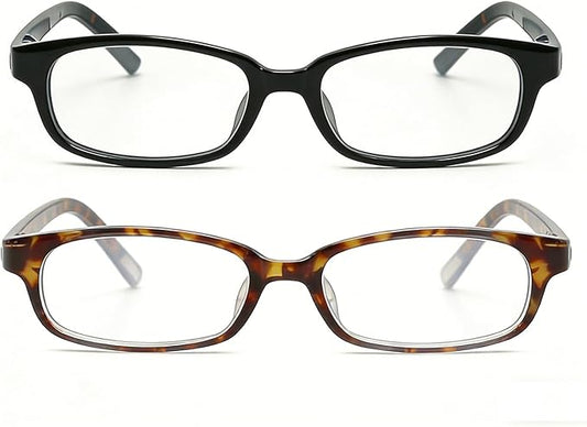 HJSTES Retro Clear Rectangle Glasses for Women Men Fake Blue Light Blocking Lens Narrow Frame Non Prescription Eyeglasses
