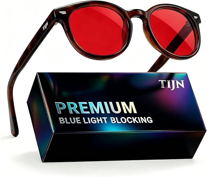 TIJN Blue Light Blocking Glasses Men Women Vintage Thick Round Rim Frame Eyeglasses