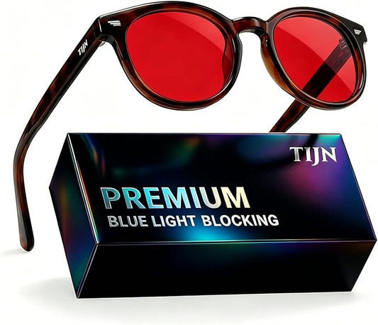 TIJN Blue Light Blocking Glasses Men Women Vintage Thick Round Rim Frame Eyeglasses