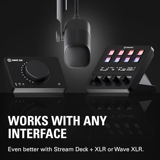 Elgato Wave DX - Dynamic XLR Microphone, Cardioid pattern, Noise Rejection, speech optimised for Podcasting, Streaming, Broadcasting, No Signal Booster Required, works with any Interface, for Mac, PC