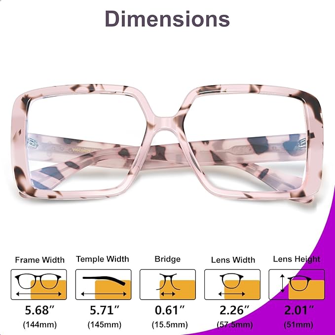 VISOONE Oversized TR90 Blue Light Blocking Glasses Fashion Accessories Non Prescription for Women Harvard