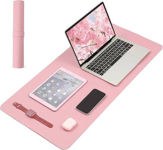 Large Office Leather Desk Mat, Large Mouse and Keyboard Pad, Laptop Pad, Desktop Protector(Pink, 31.5 in. x 15.7 in.)