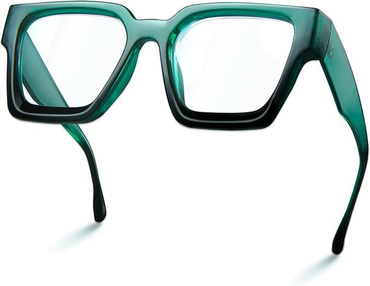 livho Oversized Eyewear Frame for Woman and Men - Rectangle Fashion Glasses for Computer, Chic Preppy Frame