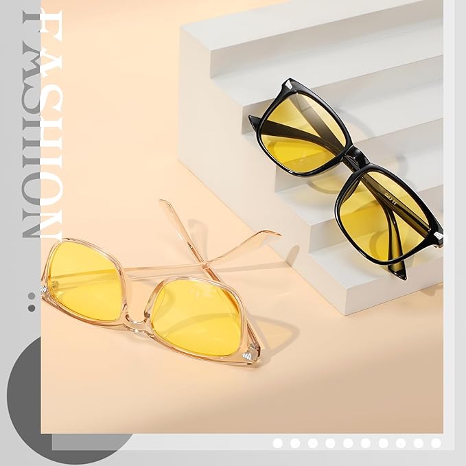 Polarized Sunglasses for Women Men, Night Driving Glasses Anti Glare Yellow Lens UV 400 for Day Night Use