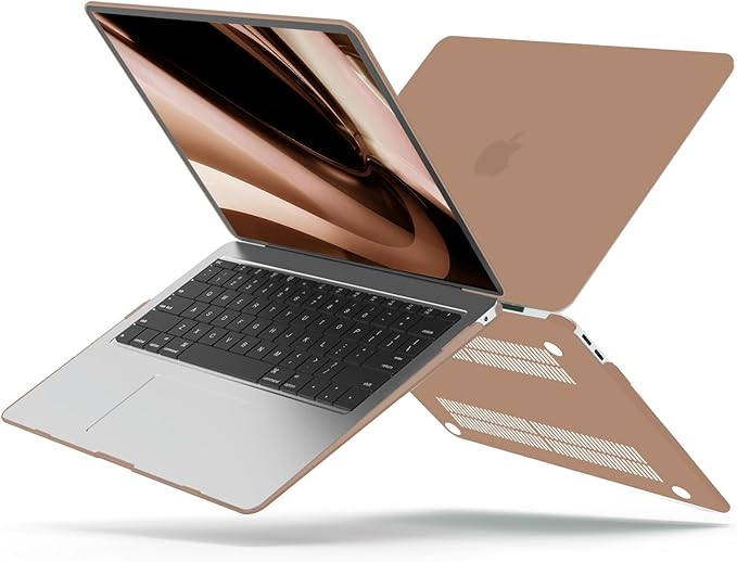 B BELK Compatible with MacBook Air 13 inch Case 2022 2021 2020 2019 2018 A2337 M1 A2179 A1932, Matte Plastic Hard Shell+ Keyboard Cover+ Screen Protector for MacBook Air 13.3 inch Case, Caramel Brown