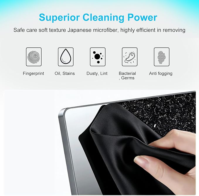 MUBUY-GOL 2 Pack Microfiber Liner Cleaning Cloth 13" with Screen Keyboard Imprint Protection, Laptop Keyboard Protector Compatible with MacBook Neo/Pro/AIR 13" and MacBook Pro 14"-Black