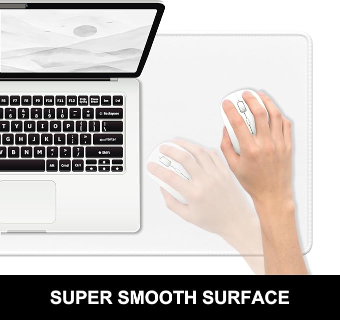 Hsurbtra Desk Pad, 23.6" x 13.8" Premium-Textured Desk Mat, Stitched Edge Anti-Slip Waterproof Rubber Mouse Pad, M Extended Computer Mat for Office Gaming Laptop Keyboard Ivory White