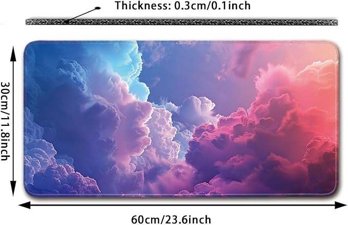 Desk Pad Protector, Office Desk Mat, Large Mouse Pad, Non-Slip Desk Blotter, 23.6x11.8 inch, Colorful Clouds