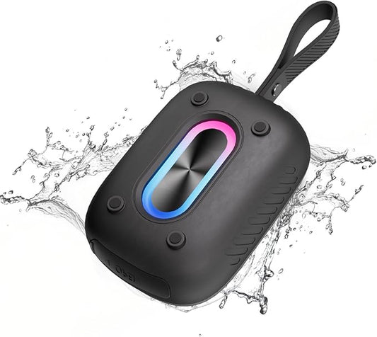 COOPERS Portable Bluetooh Speaker with Lights, Powerful Crystal Clear Sound Bluetooth Speaker, IPX5 Waterproof Wireless Speakers, BT5.3 & TF-Card Input, TWS Paring, 3-4H Playtime Portable Speakers