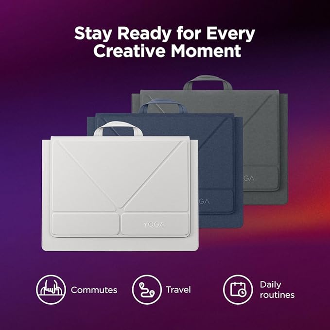 Lenovo Yoga Tote Sleeve Case for Laptops with 16-inch Display, Multi-Compartment Organizer with Convertible Stand, Lightweight Protective Polyester & Microfiber Sleeve, Cosmic Blue