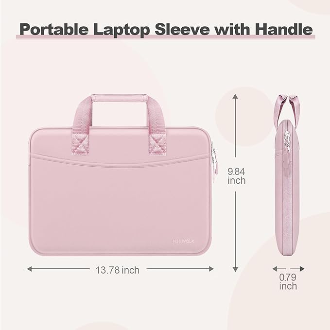 Laptop Case 13.3 inch,13-13.3 inch Laptop Sleeve Bag Compatible with MacBook Neo 13/Air 13 13.6/Pro 13/Pro 14,HP Dell ASUS Lenovo Notebook,Neoprene Computer Bag with Handle&Curved Pocket,Pink