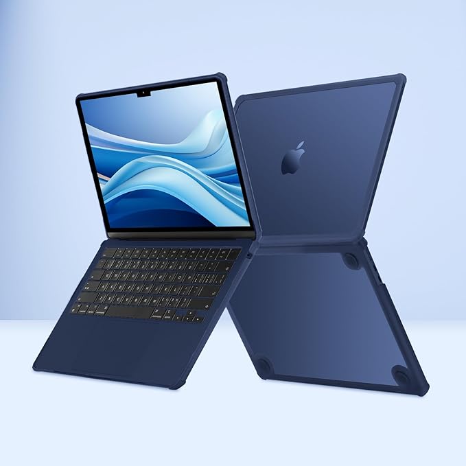 MOSISO Compatible with MacBook Air 13 inch Case M5 2026 M4 2025 M3 M2 2024-2022 A3449 A3240 A3113 A2681,3 in 1 Kit Crack-Resistant Heavy Duty Protective Plastic Hard Case with TPU Bumper,Midnight Blue