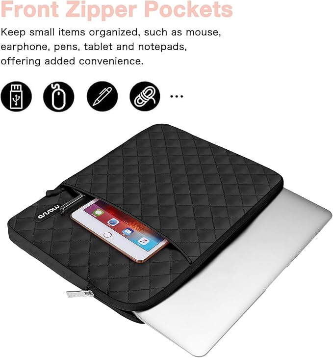 MOSISO Laptop Case 14 inch, 14 inch Laptop Sleeve Compatible with HP Lenovo Dell ASUS, HP Stream, Dell Latitude, Lenovo IdeaPad, Square Quilted Vertical Computer Bag with Pocket&Small Case, Black