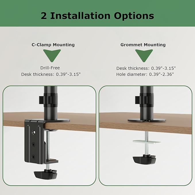 UPGRAVITY 3 Monitor Desk Mount for 17 to 32 inch Screens, Fully Adjustable Triple Monitor Stand with Tilt,Swivel,Rotate, Each Arm Holds up 17.6 lbs,VESA Mount 75x75/100x100mm, Clamp & Grommet Kit