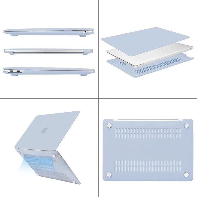 MOSISO Compatible with MacBook Air 13 inch Case M1 Chip 2021-2018 Release A2337 A2179 A1932, Plastic Hard Shell&Keyboard Cover&Screen Film&Storage Bag for MacBook Air 13.3 inch Case, Baby Blue