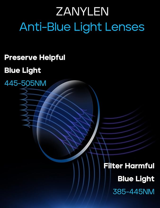 ZanyLen Blue Blocker Glasses for Men Metal Browline Computer Gaming Glasses Filter Blue Ray