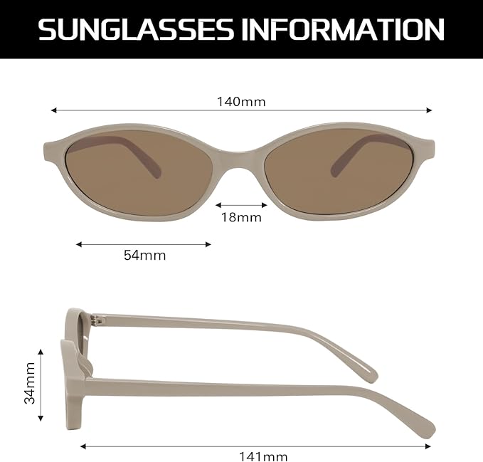 GUVIVI Retro Oval Sunglasses for Women Chic Cat Eye 90s Sunnies Lightweight Narrow Shades Trendy UV protection Sun Glasses