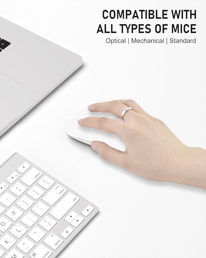 Desk Pad, 23.6" x 13.8" PU Leather Non-Slip Desk Mat Large Mouse Pad for Desktop, Waterproof Laptop Computer Writing Mat for Office, Home, Work, Gaming, White