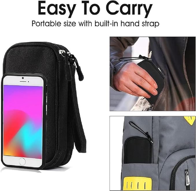 Yiasangly Electronic Organizer Bag, Waterproof Portable Travel Cable Storage Bag, Multifunctional Cord Storage Case for USB Drive, Dard Drive, Power Bank, Charger, Mouse, USB Cable, Headphones - Black