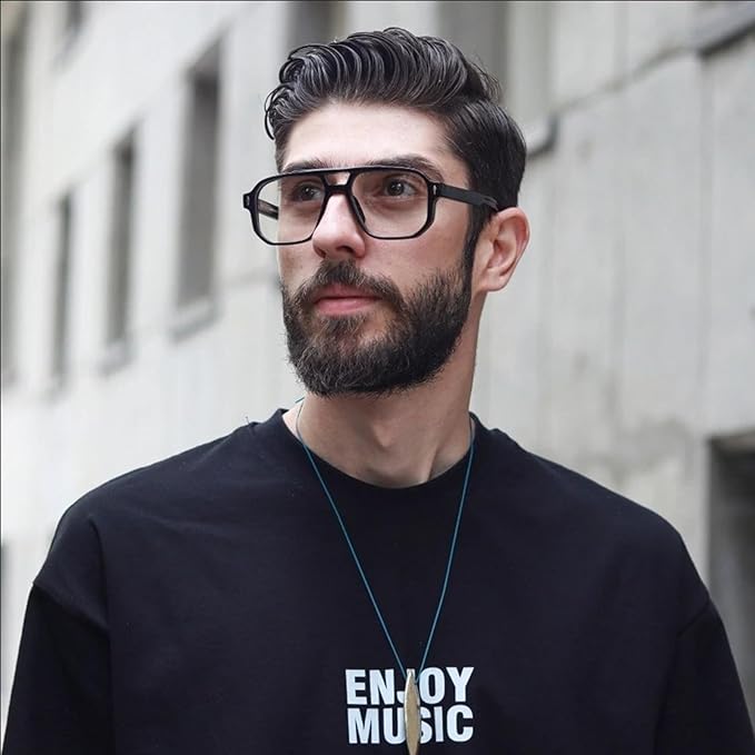 PORADAY Blue Light Blocking Glasses for Women Men 70s Retro Square Aviator Eyeglasses Rectangle Computer Eyewear