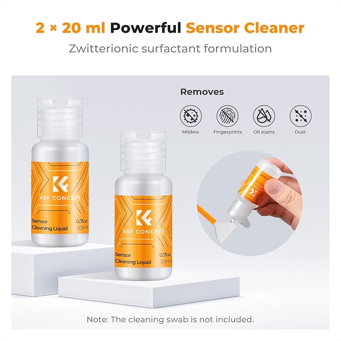 K&F CONCEPT 20ML*2 Camera Cleaning Solution, Microfiber Lens Cleaner Care Kit, Non-Flammable Camera Lens Cleaner for Coated Lenses, Binoculars, Scopes, Cameras, and Glasses - Image 2