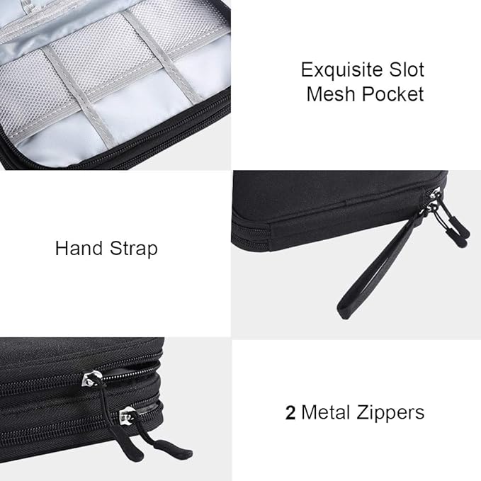DDgro Travel Accessories Organizer Electronics Pouch for Keeping Cables in Order (Medium, Black)