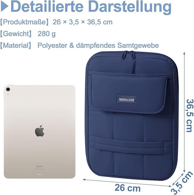 Puffy Laptop Sleeve 13-14 inch, Ultra Lightweight Laptop Case Compatible with MacBook Air/Pro 13/Pro 14 M5 M4 M3 M2 M1, iPad, HP Dell ASUS Lenovo, Vertical Laptop Bag with Handles, Navy Blue | 14.37"x10.24"x1.38"