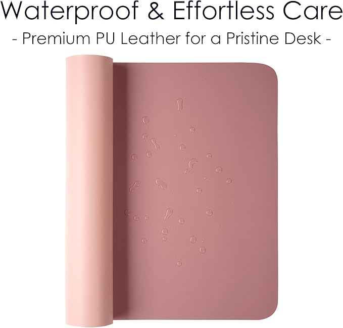 WAYBER Leather Desk Pad Protector, Waterproof Mouse Pad, PU Desk Mat, Office Desk Cover, Desk Writing Mat for Office/Home/Work/Cubicle (Purple/Pink) 23.6x13.7in