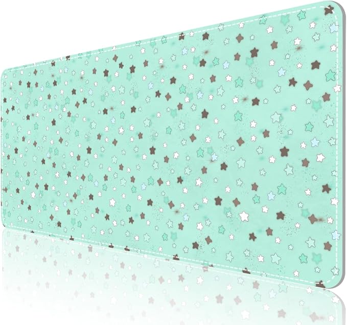 AUPET Leather Desk Pad Blotter Mat, Large Mouse Pad, Non-Slip Waterproof Desk Writing Pad Protector, Desk Decor for Office，Home，Gaming (Mint Chocalate Starry, 35.4X15.7 inch)