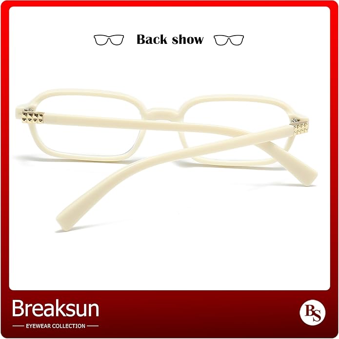 Breaksun Retro Rectangle Glasses for Women Men Small Square Blue Light Blocking Glasses Vintage Eyeglasses