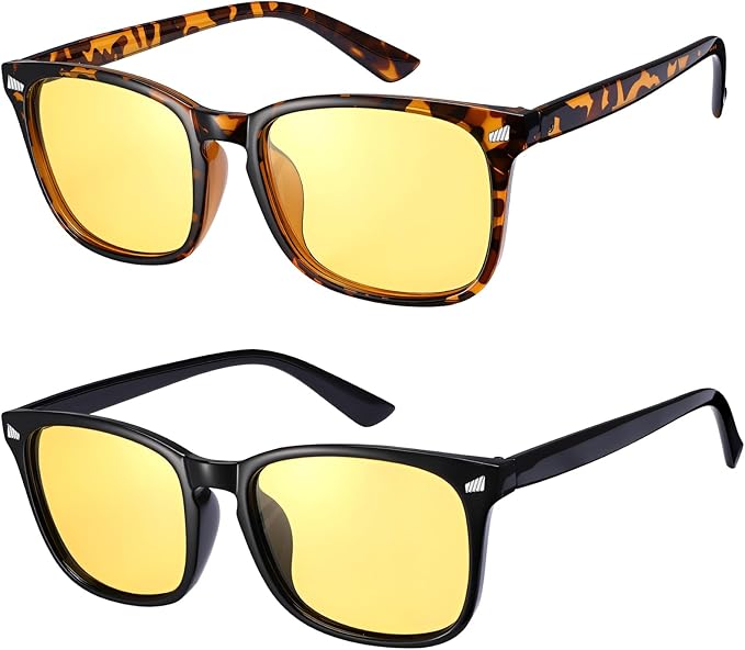 Polarized Sunglasses for Women Men, Night Driving Glasses Anti Glare Yellow Lens UV 400 for Day Night Use