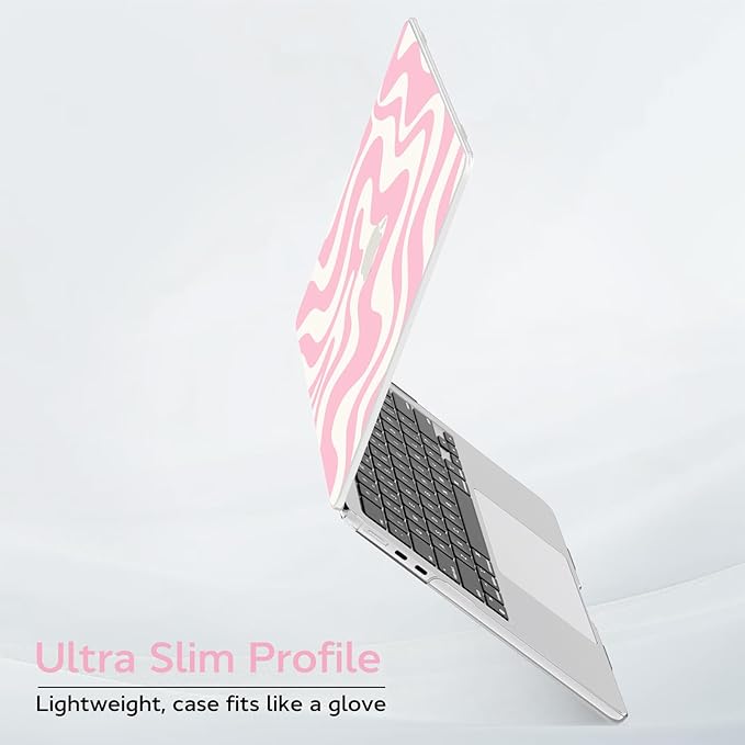 B BELK Compatible with MacBook Air 13 inch Case M5 2026 2025 2024-2022 M4 M3 M2 A3449 A3240 A3113 A2681, Plastic Hard Shell+Keyboard Cover+Screen Protector for MacBook Air 13.6 inch Case, Pink Wave