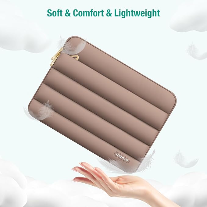 MOSISO Laptop Case 13.3 inch,13-13.3 inch Puffy Laptop Sleeve Compatible with MacBook Air 13.6 M5 M4 M3 M2 M1/Neo/Pro 13/14,HP Dell ASUS Lenovo,Polyester Horizontal Bag with Small Case, Brown | 13.3 inch, Polyester, Horizontal Bag, with Small Case, Brown