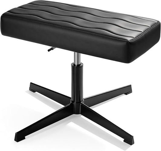 VECELO Under Desk Footrest, PU Ergonomic Foot Rest with Comfort Padding, Height Adjustable for Relieving Leg Pain, Stiffness, Black