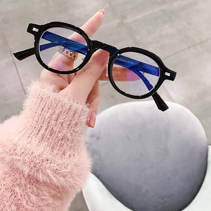 JOVAKIT Trendy Round Blue Light Blocking Glasses for Women Men Retro Vintage Circle Style Non-prescription Computer Glasses